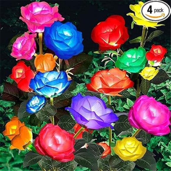 Garden Lights, Solar Flower Lights Outdoor Waterproof, 20 Roses 7-Color Changing - Picture 7 of 7